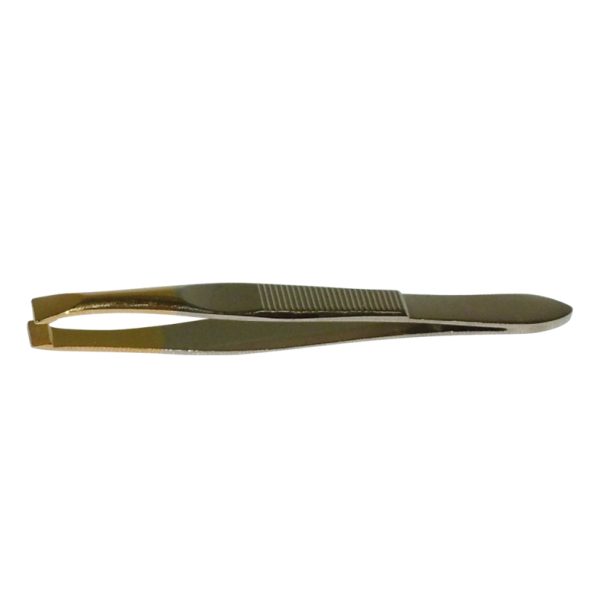 Pinza 3 claveles ancha punta oro 80 mm.