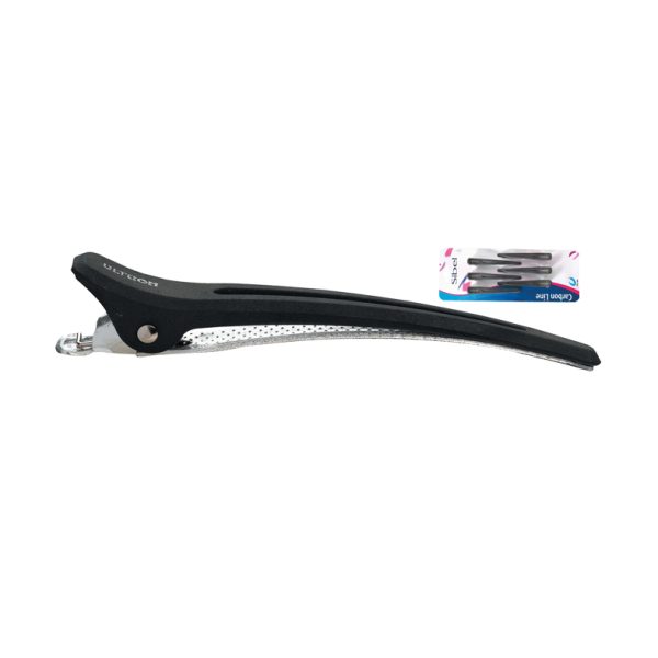 Pinzas carbono negra 6 unidades medium 10 cm