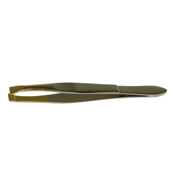 Pinza 3 claveles ancha punta oro 80 mm.