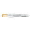 Pinza 3 claveles sesgada ancha punta oro 80 mm