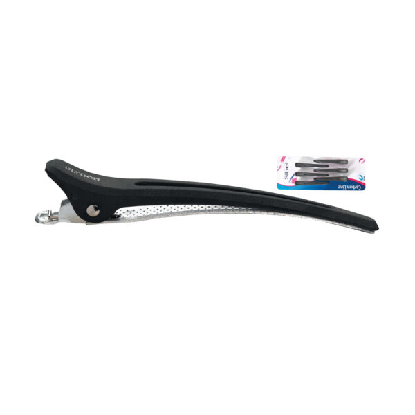Pinzas carbono negra 6 unidades medium 10 cm