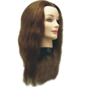 Cabeza maniqui pelo natural medio con soporte